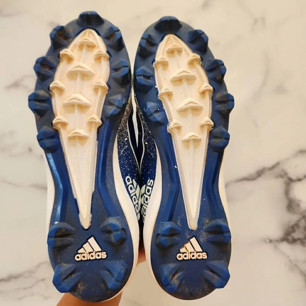 Adidas kids soccer shoes size 5 blue white speckle athletic sport
